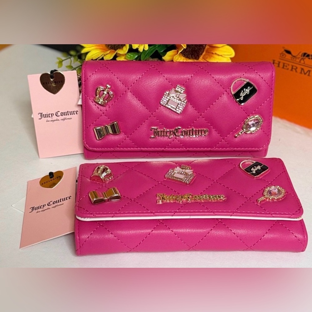 Juicy Couture Pink Quilted Wallet with Charms